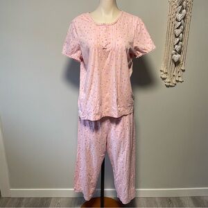 Penmans Cottagecore 100% Cotton Classic 2 Piece Pajama Sleepwear Set Pink Large